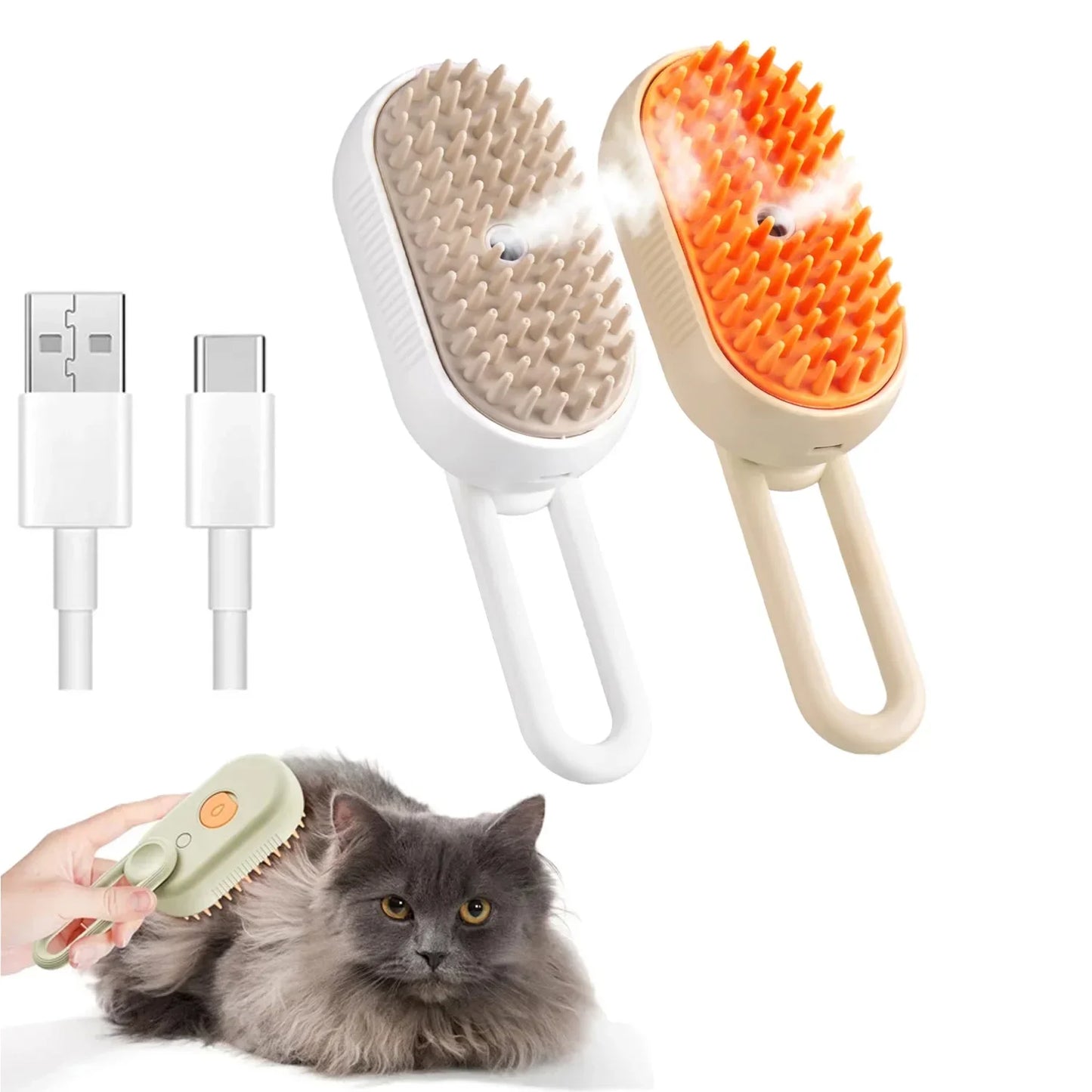Cat Brush, Hair Remover, Electric Steam Brush, Dog Grooming Glove, Removes Loose Hair, Cat Accessories